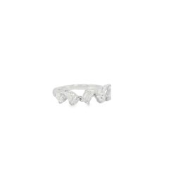 18k White Gold 1.36ctw Natural Mixed Cut Diamond 5 Stone Ring