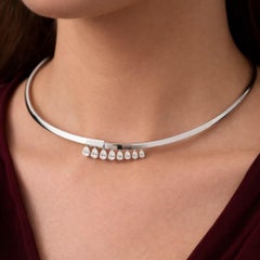 18K White Gold 1.37 Carat SI/HI Color Pear Cut Diamond Wedding Choker Necklace