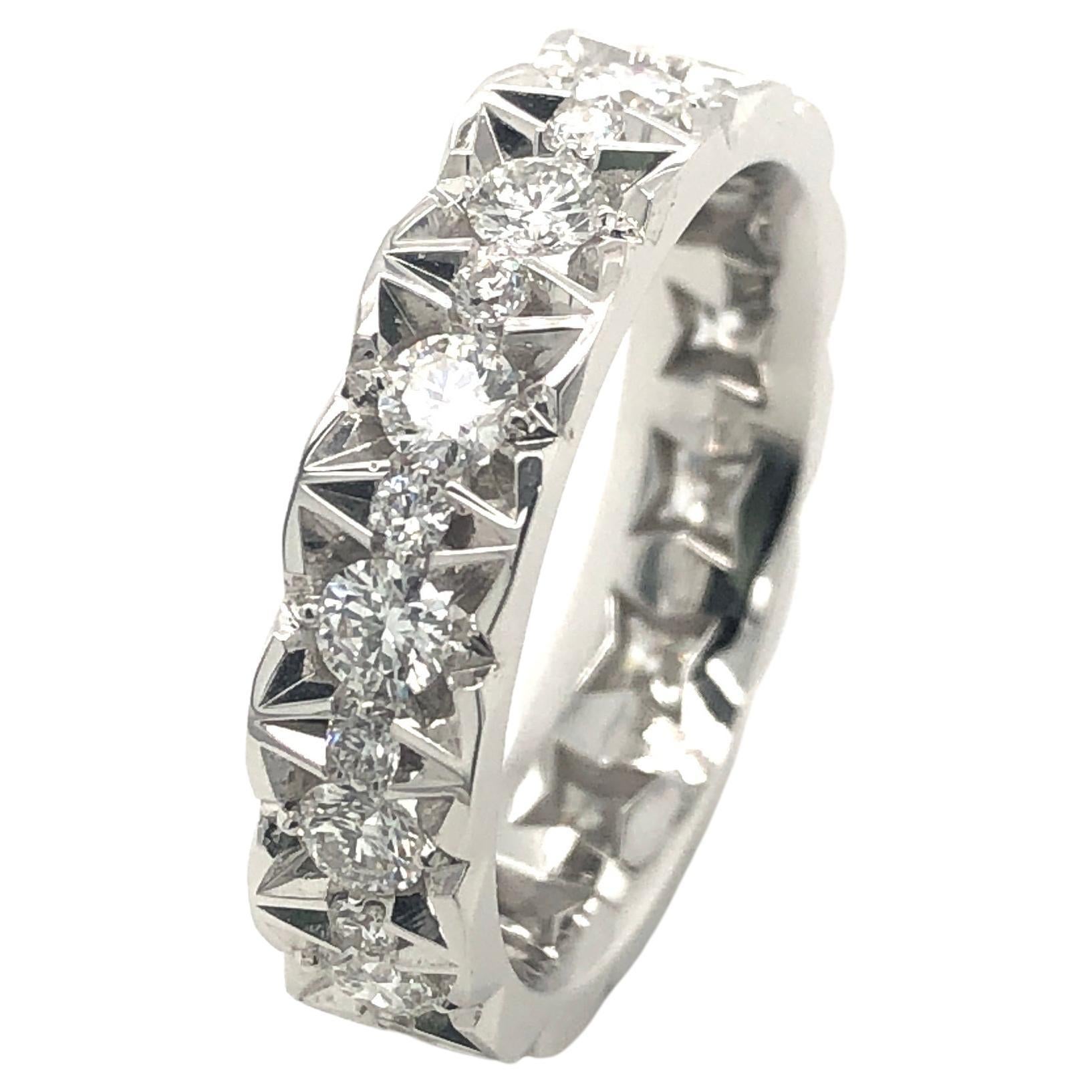 18K White Gold 1.371 Carat White Diamonds Eternity Ring by Jochen Leën For Sale