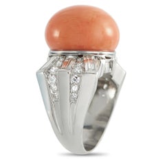 18K White Gold 1.38ct Diamond and Coral Ring MF02-050126