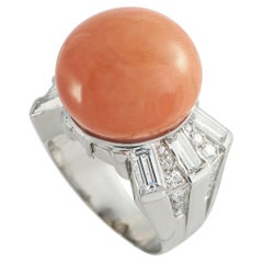 18K White Gold 1.38ct Diamond and Coral Ring MF02-050126