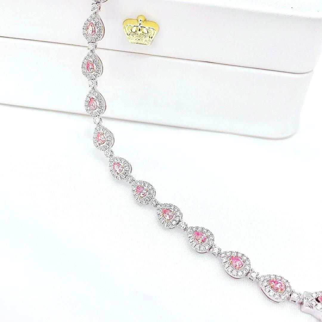 18K Weißgold 1,39 CT Pink Diamond Armband mit Diamanten (Moderne) im Angebot