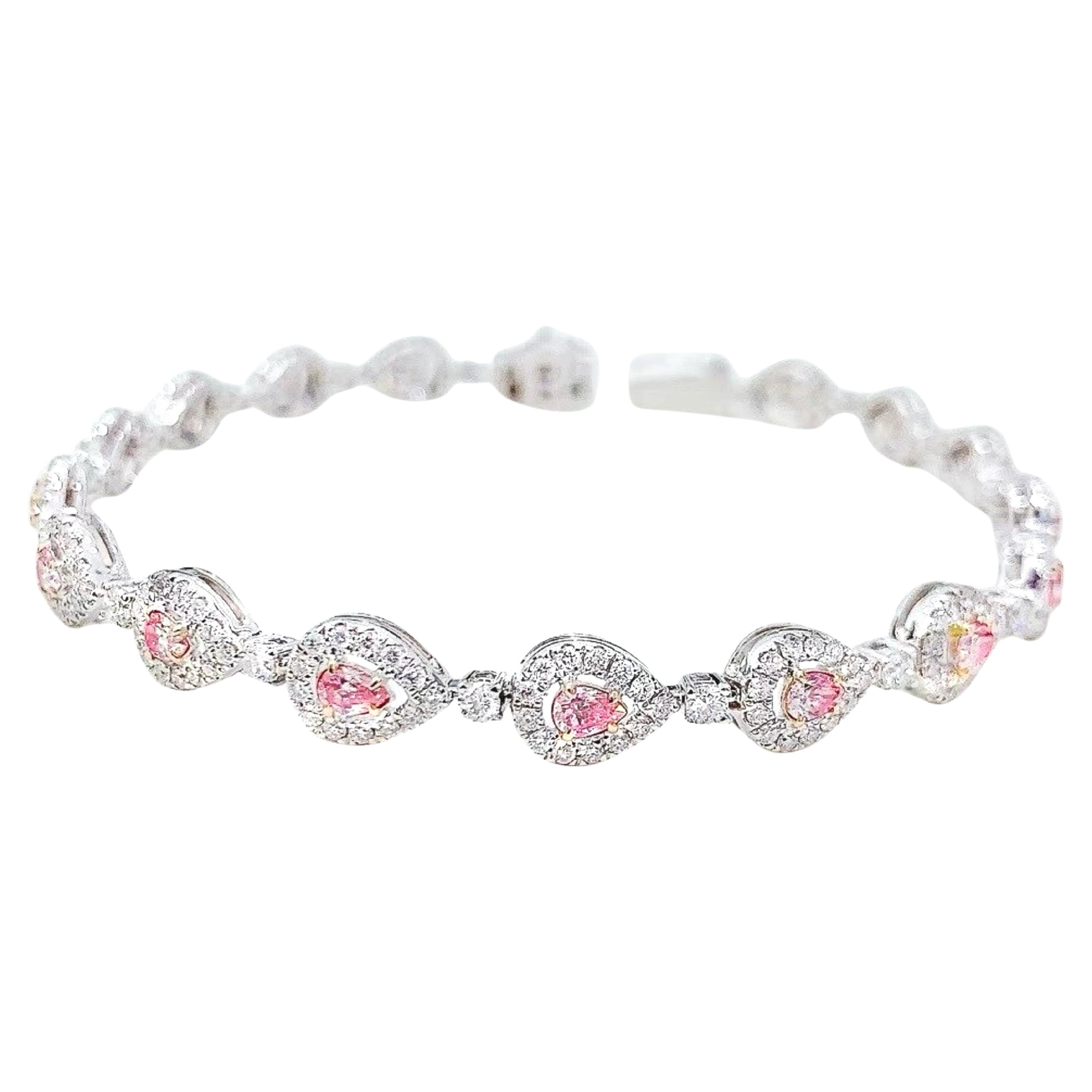 18K Weißgold 1,39 CT Pink Diamond Armband mit Diamanten im Angebot