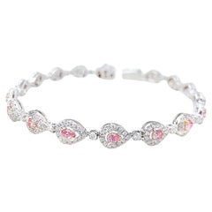 Bracciale con diamanti rosa in oro bianco 18 carati da 1,39 carati con diamanti