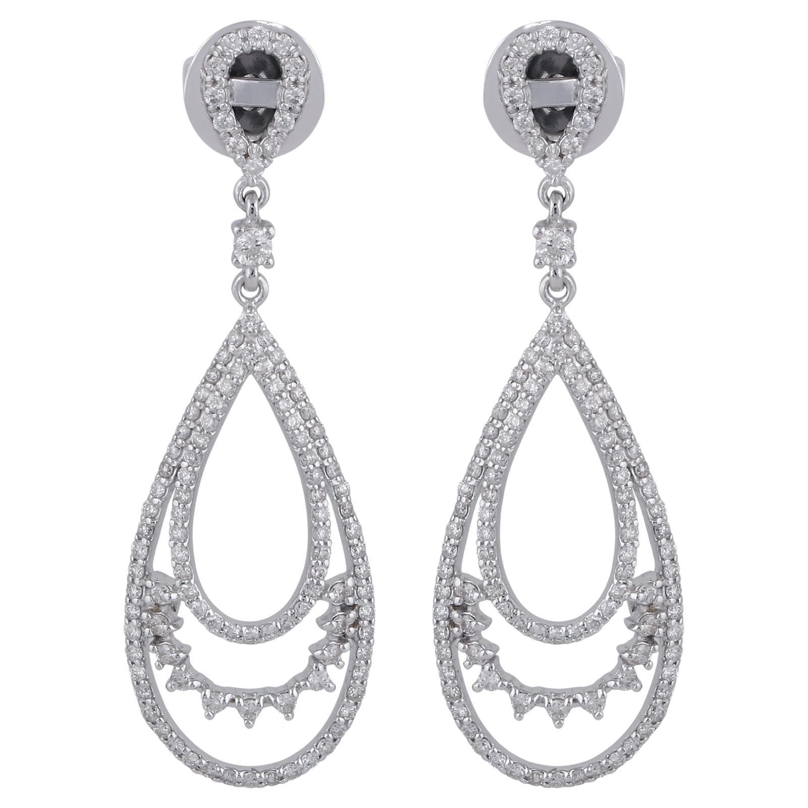 18k White Gold 1.3ct SI/H Diamond Dangle Drop Earrings