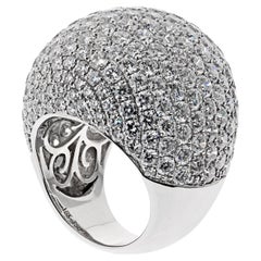 18K White Gold 14.00cttw Round Diamond Dome Ring