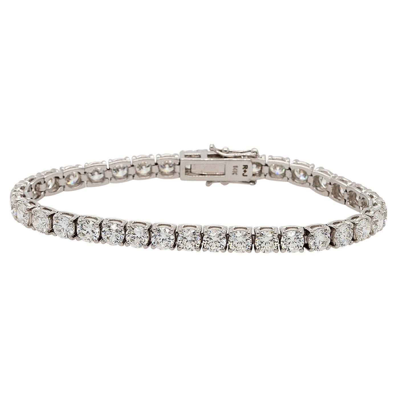 Bracelet tennis en or blanc 18 carats avec diamants naturels de 14,00 carats en vente