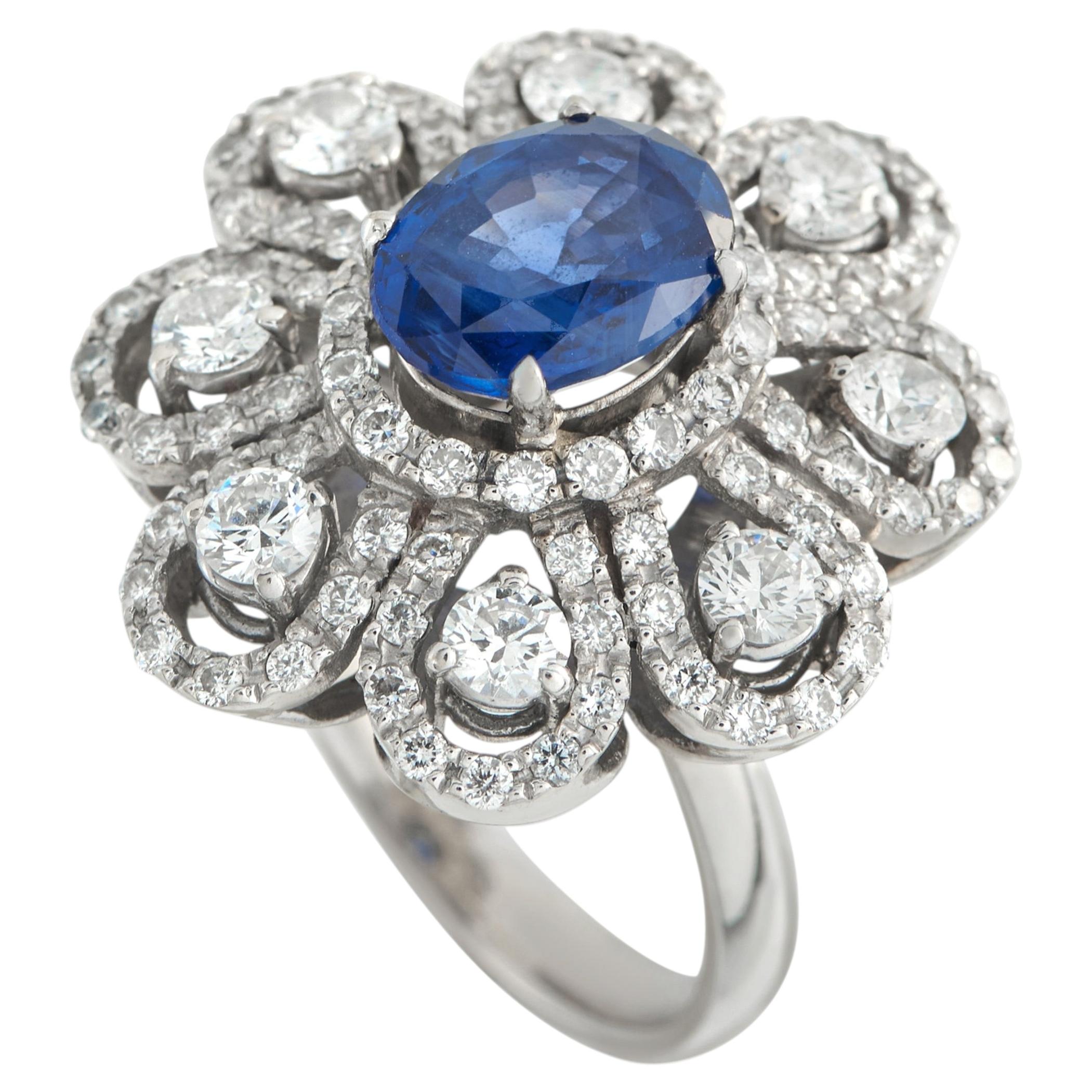 18K White Gold 1.40ct Diamond and Sapphire Ring MF26-051526 For Sale