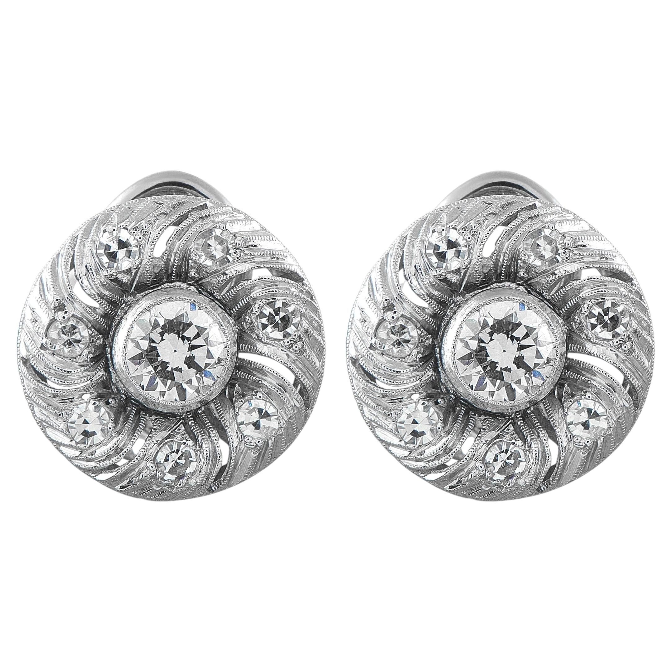 18K White Gold 1.40ct Diamond Swirl Earrings MF21-070926