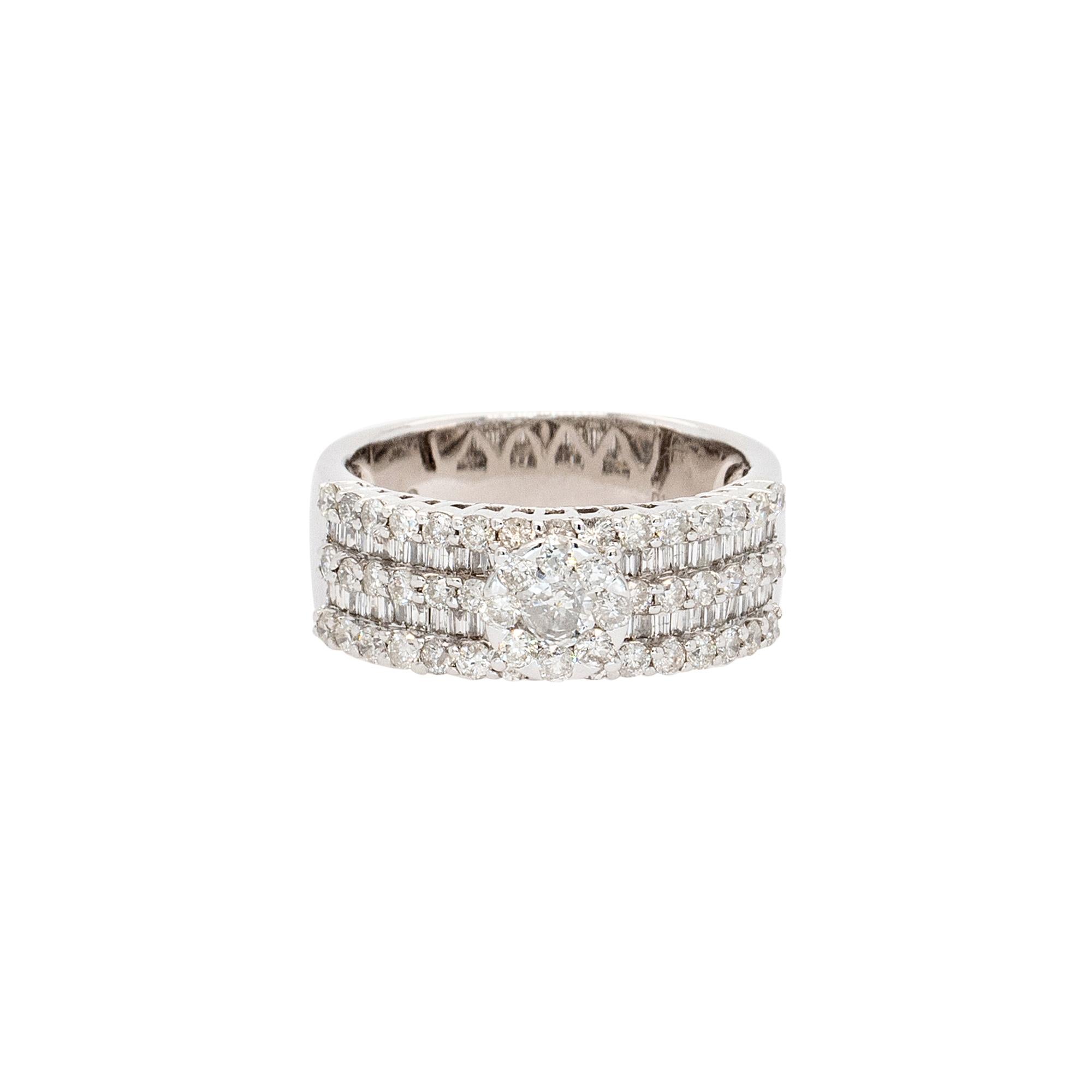 Détails du diamant :
Grappe de diamants naturels ronds et brillants d'environ 1,40ctw
G/H Couleur SI Clarté
Matière de la bague : Or blanc 18k
Taille de la bague : 7.5 (peut être ajustée)
Poids total : 8.24g (5.29dwt)
Cet article est livré avec une