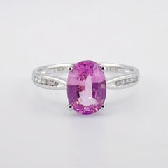 18K White Gold 1.43 CT Purple Sapphire Ring with Diamonds