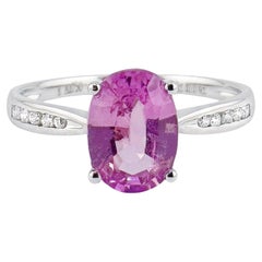 18K White Gold 1.43 CT Purple Sapphire Ring with Diamonds