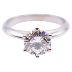 Bague de fiançailles de style Tiffany en or blanc 18 carats avec diamants 1,46 carat 