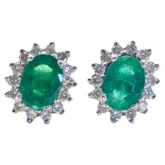18 Karat Weißgold 1,47 Karat Smaragd & 0,42 Karat Diamant-Cocktail-Ohrstecker
