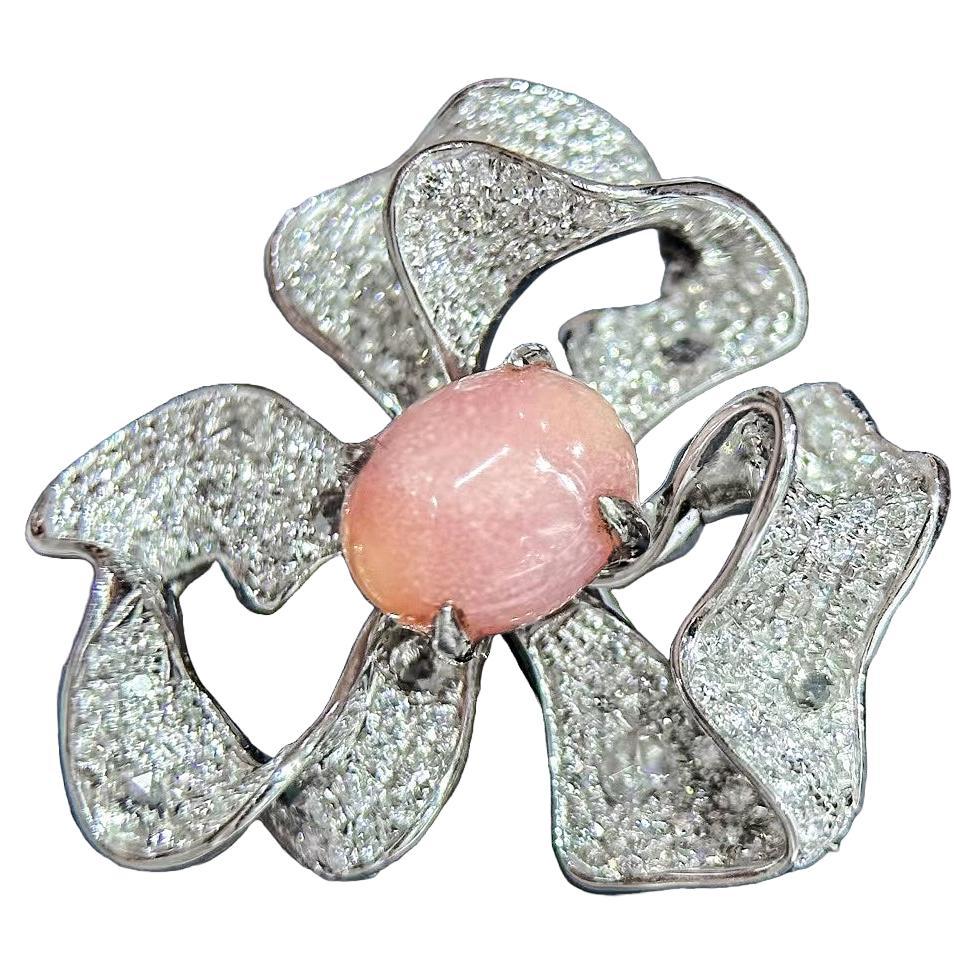 【Conchéa】Flame Petal Daisy Conch Pearl & Diamond Ring — 2.63ct
