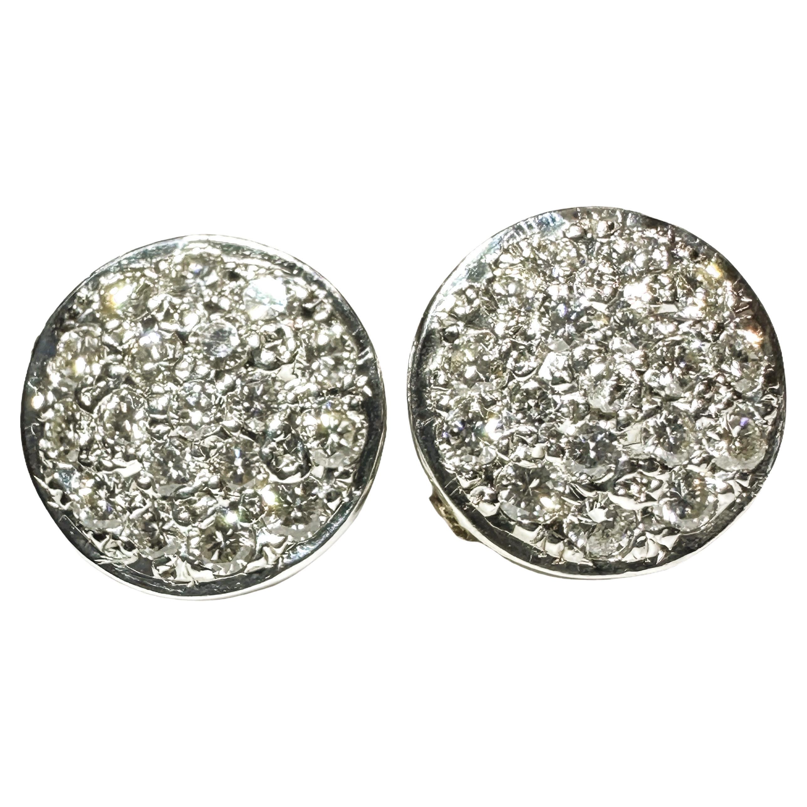 18K White Gold 1.5 ct Pave Diamond Stud Earrings with Appraisal  VS2 For Sale