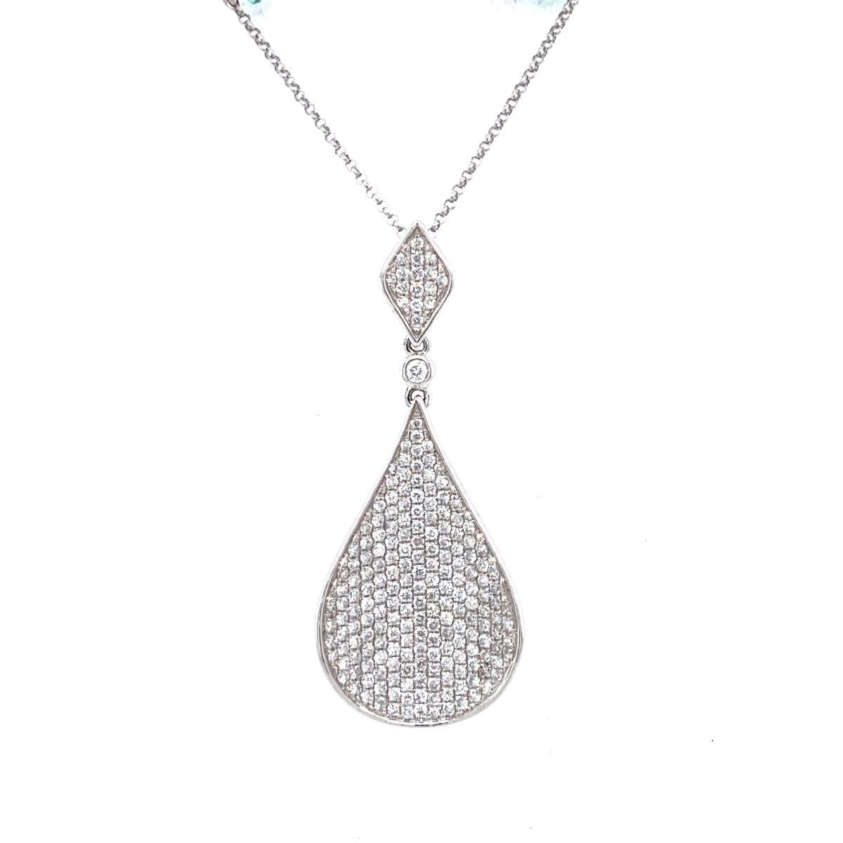 Modern 18 Karat White Gold 1.50 Carat Diamond Necklace For Sale