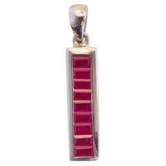 18K White Gold 1.50ct Baguette Ruby Channel Set Geometric Pendant