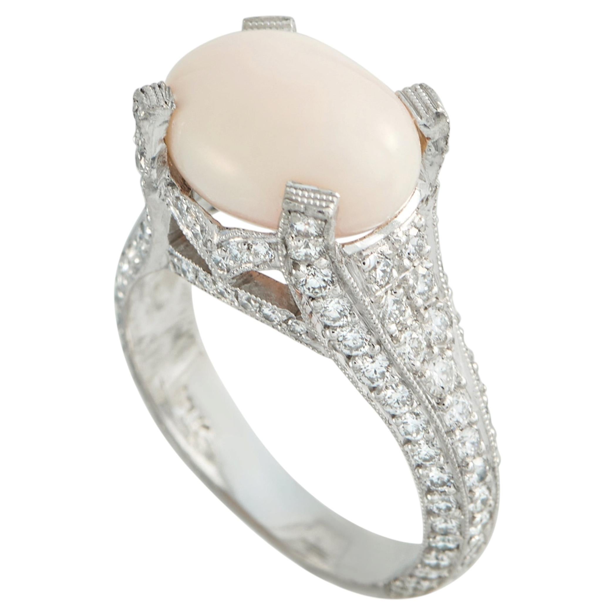 Anillo de oro blanco de 18 quilates con 1,50 ct de diamantes y perla concha MF11-050126 en venta