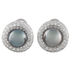 18K Weißgold 1,50ct Diamant und Perlen Ohrringe MF21-021826
