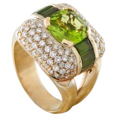 18K White Gold 1.50ct Diamond and Peridot Ring MF34-030326