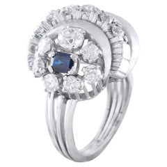 Anillo de oro blanco de 18 quilates con diamantes y zafiros de 1,50 ct MF04-050626