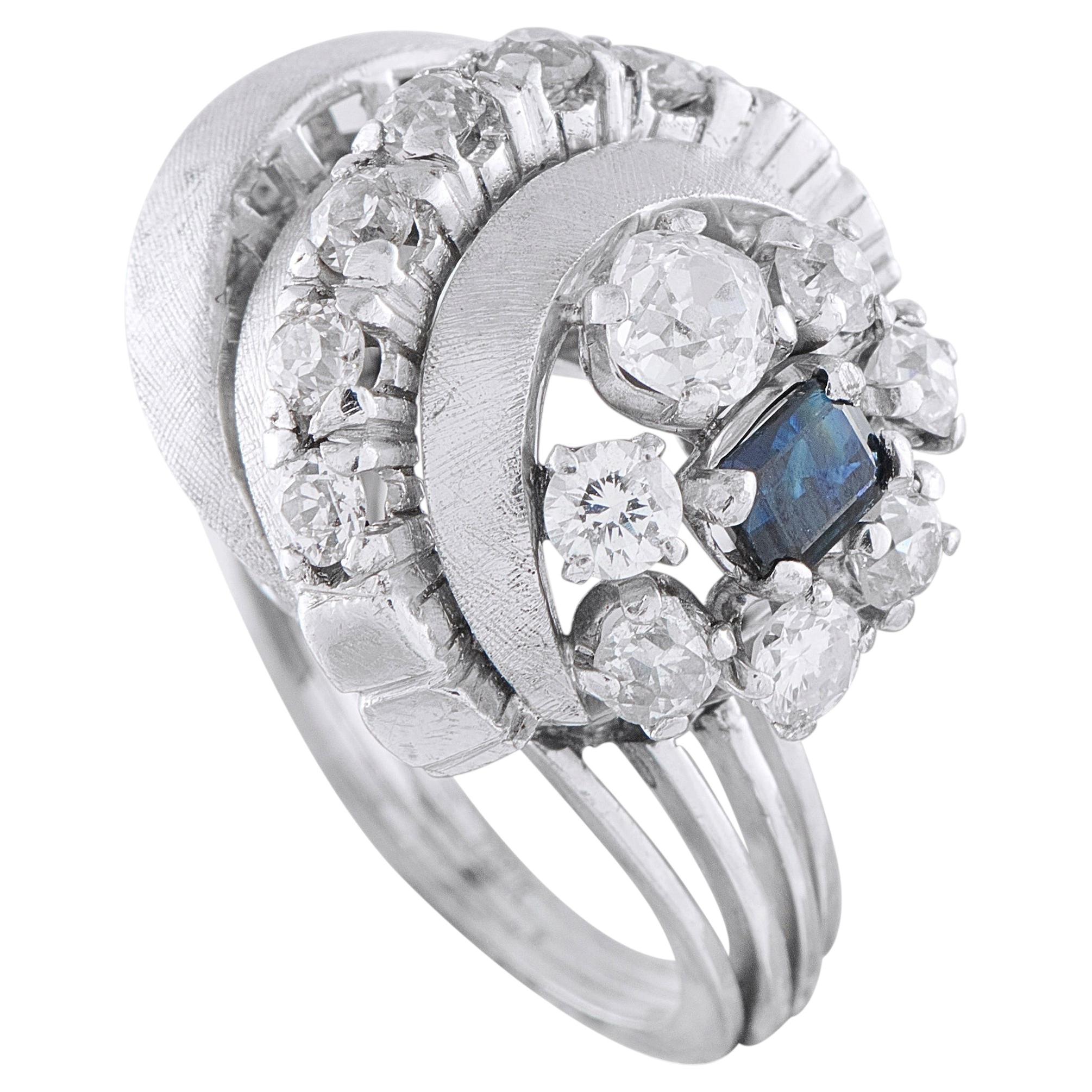 18K White Gold 1.50ct Diamond and Sapphire Ring MF04-050626