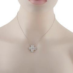 18K Weißgold 1,50ct Diamant Kreuz Halskette MF25-031626
