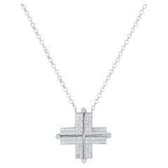 18K Weißgold 1,50ct Diamant Kreuz Halskette MF25-031626