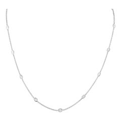 Collar de oro blanco de 18 quilates con estación de diamantes de 1,50 ct ANK-19986-1