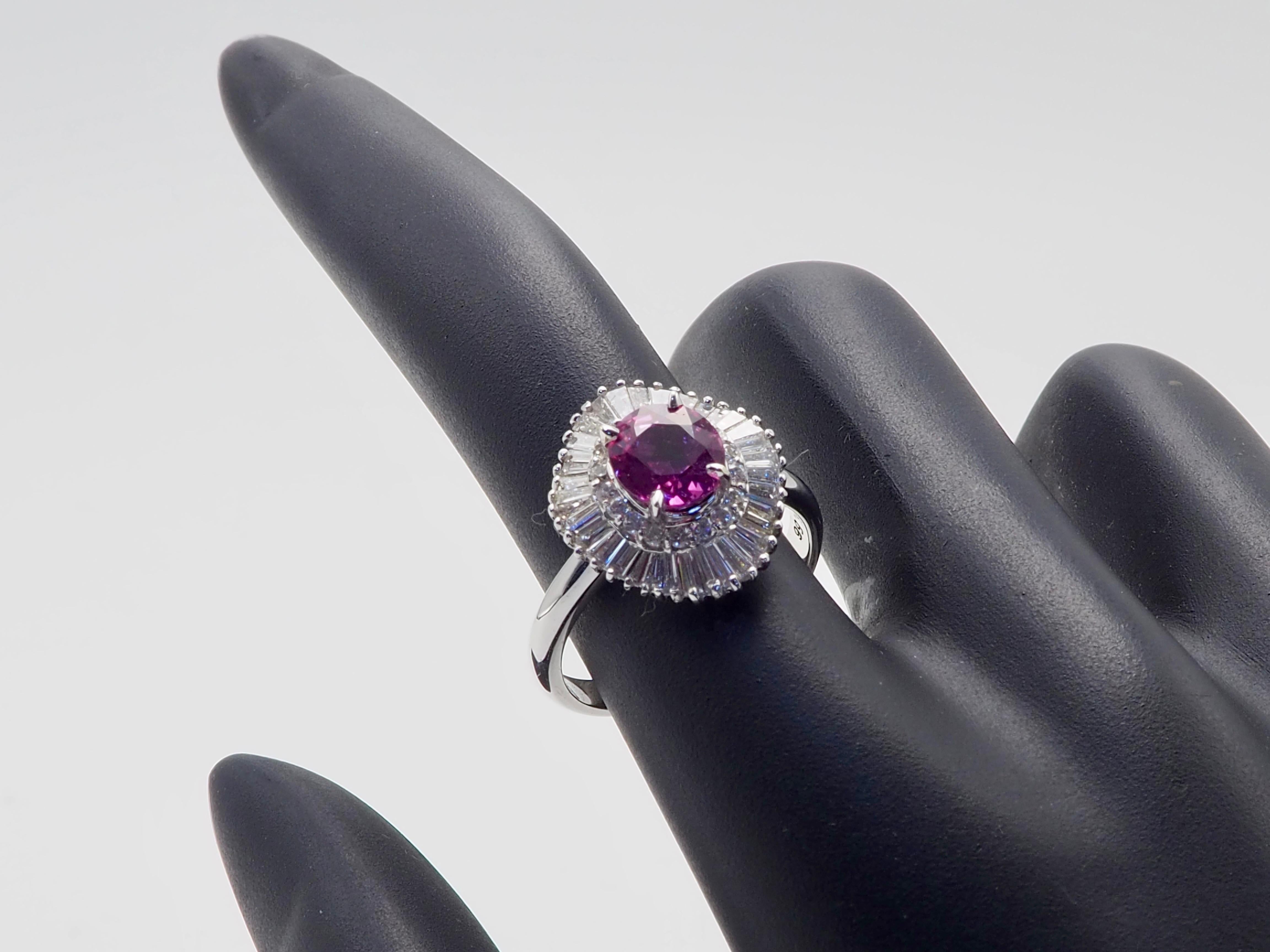 18K White Gold 1.50ctw Pink Sapphire & 0.77ctw Diamond Ballerina Ring For Sale 1