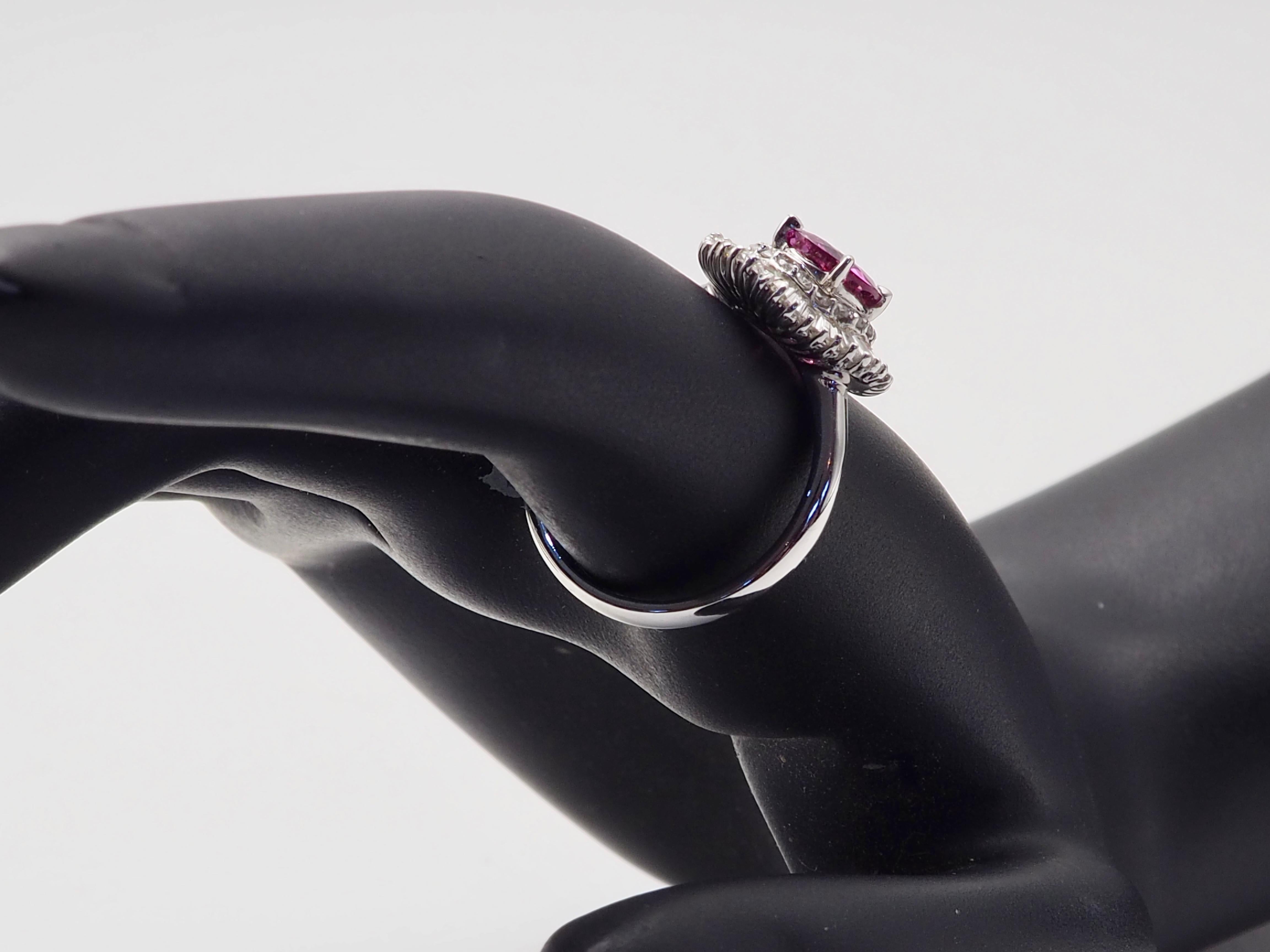18K White Gold 1.50ctw Pink Sapphire & 0.77ctw Diamond Ballerina Ring For Sale 3