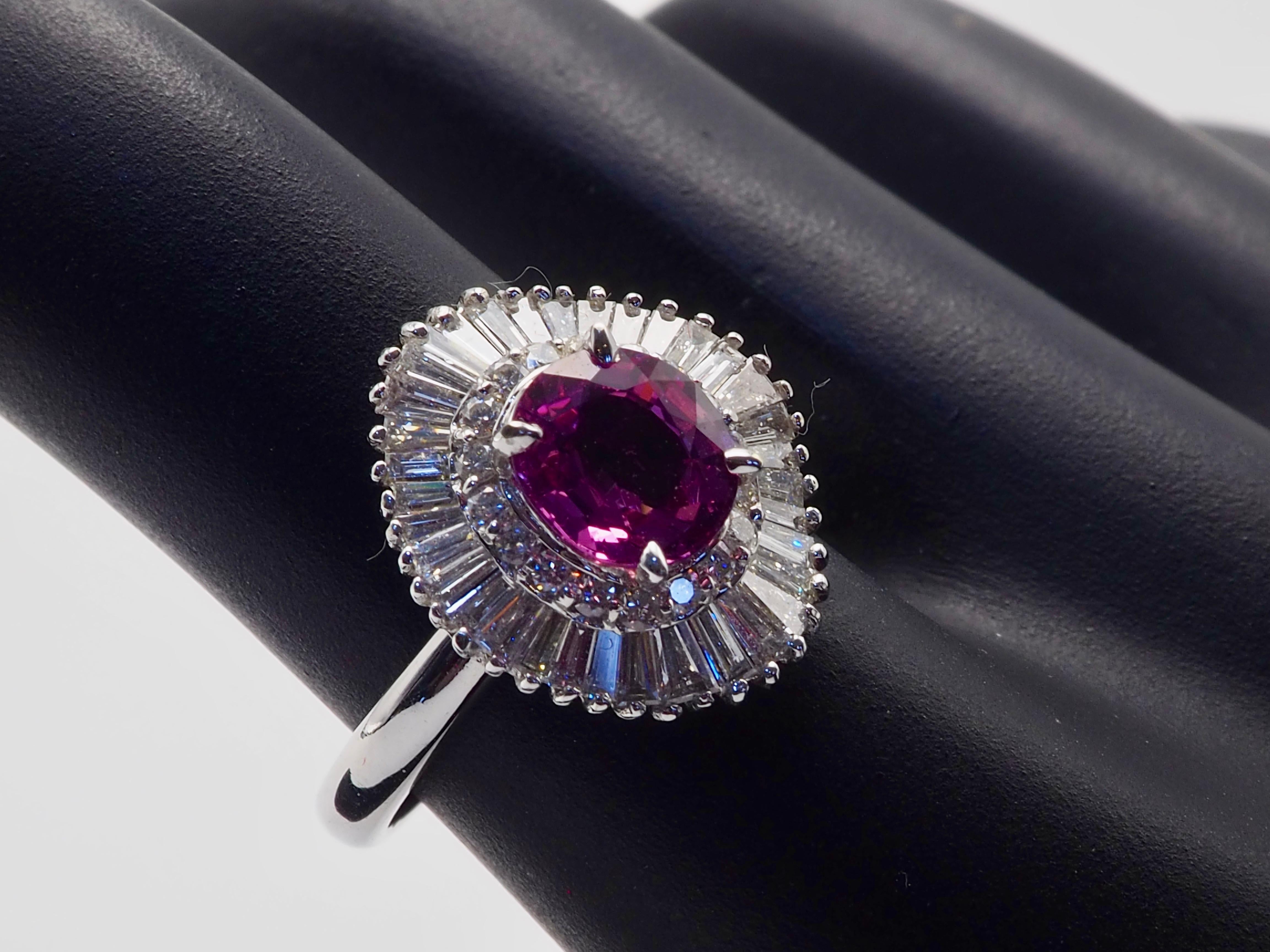 18K White Gold 1.50ctw Pink Sapphire & 0.77ctw Diamond Ballerina Ring For Sale 4