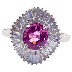 Anillo Bailarina de Oro Blanco de 18 quilates con Zafiro Rosa de 1,50 quilates y Diamante de 0,77 quilates