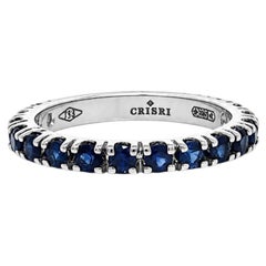 18k White Gold 1.50ctw Round Brilliant Cut Sapphire Eternity Stack Band Ring