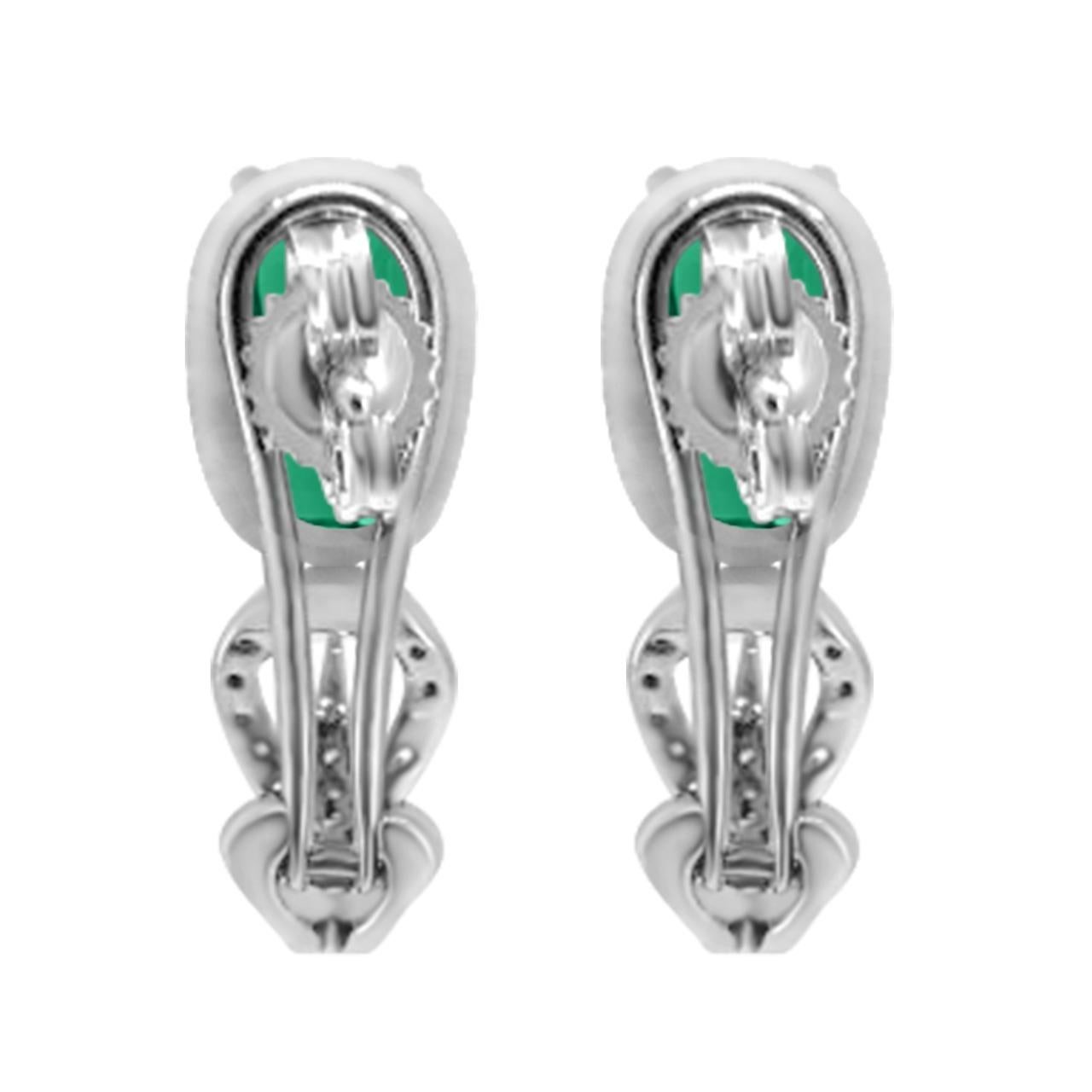 Modern 18K White Gold 1.52cts Emerald and Diamond Earring. Style# TS1023E