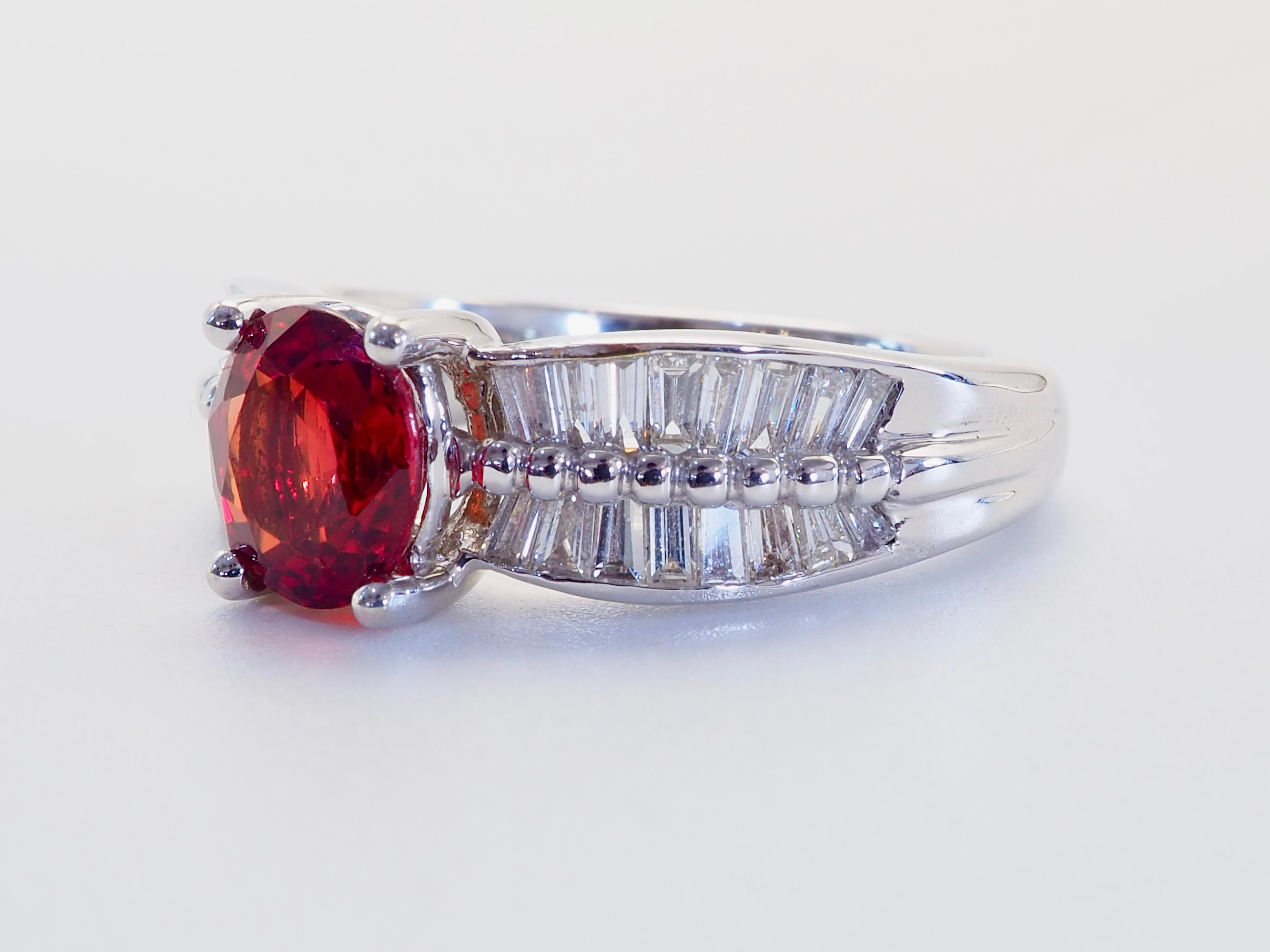 Elegant and sophisticated Songea orange sapphire ring of impeccable quality equipped with numerous good grade baguette cut diamonds inlaid neatly. Suitable for wearing at special occasions as well as every day.

Product Details:

Metal: 18k Solid