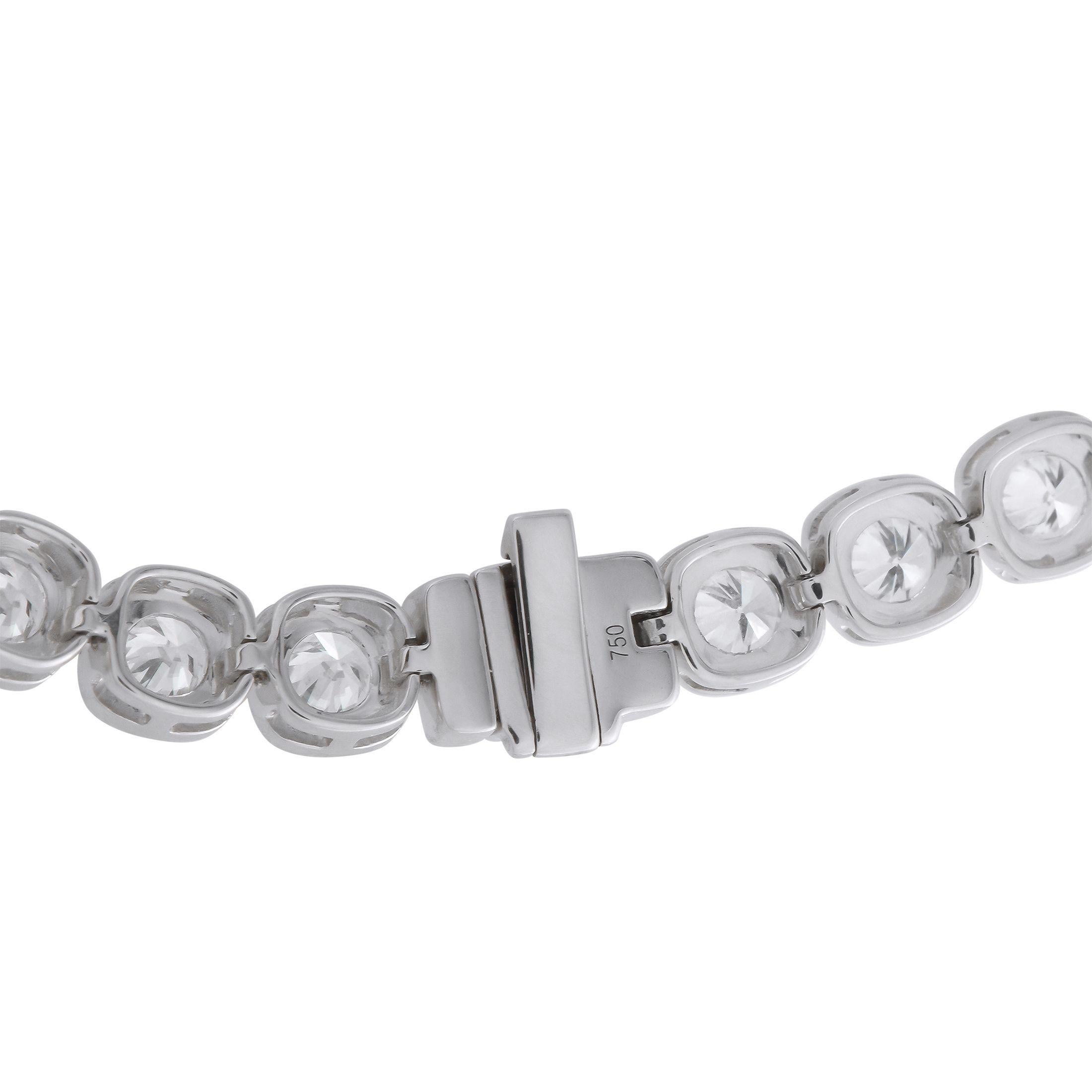 Taglio rotondo Collana con diamanti in oro bianco 18 carati da 15,60 carati in vendita