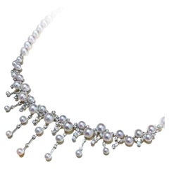 【Lustre Arc】Celestial Cascade Aurora Akoya Pearl Diamond Necklace