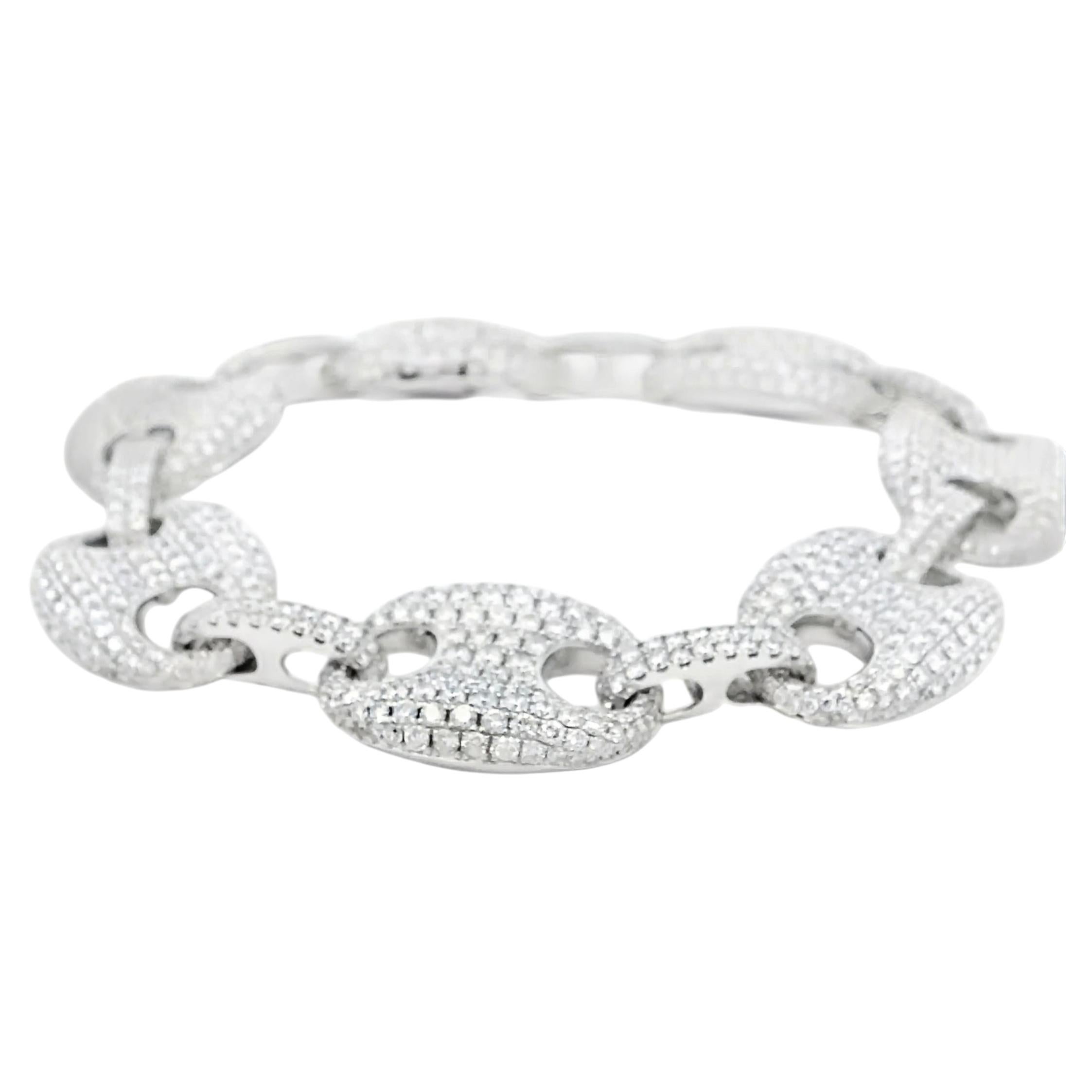 18k White Gold 16.05ctw Gucci Link Diamond Bracelet