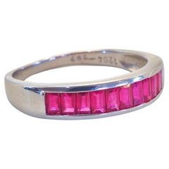 18K White Gold 1.60ct Natural Baguette Ruby Band Ring, Unisex
