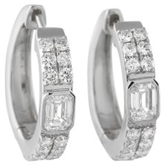 18K White Gold 1.60ct Diamond Huggie Hoop Earrings