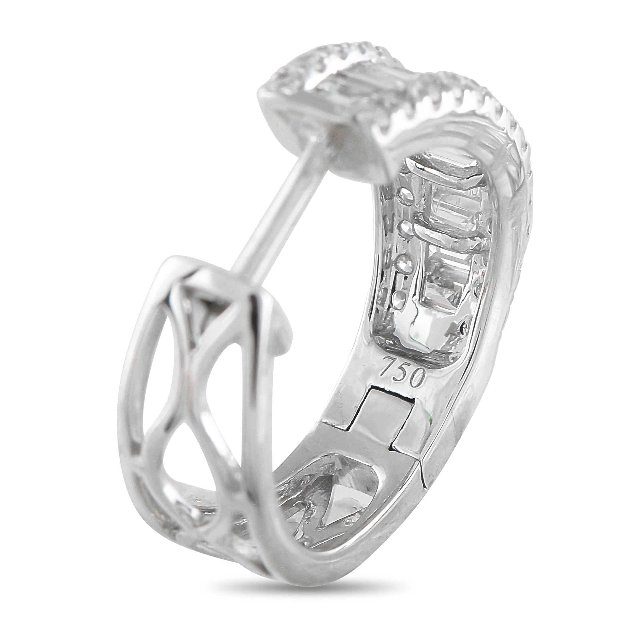 Taglio misto Orecchini con diamanti in oro bianco 18 carati da 1,65 carati in vendita