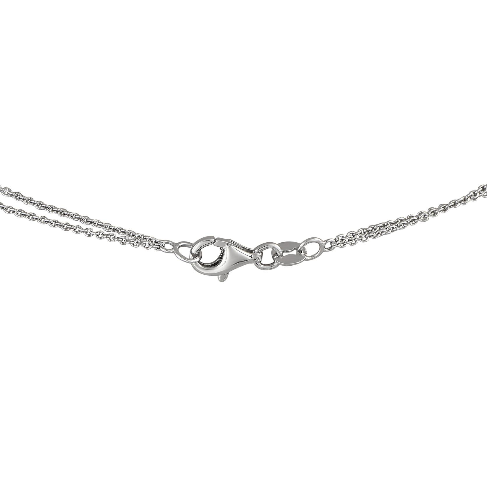 Round Cut 18K White Gold 1.65ct Diamond Necklace For Sale
