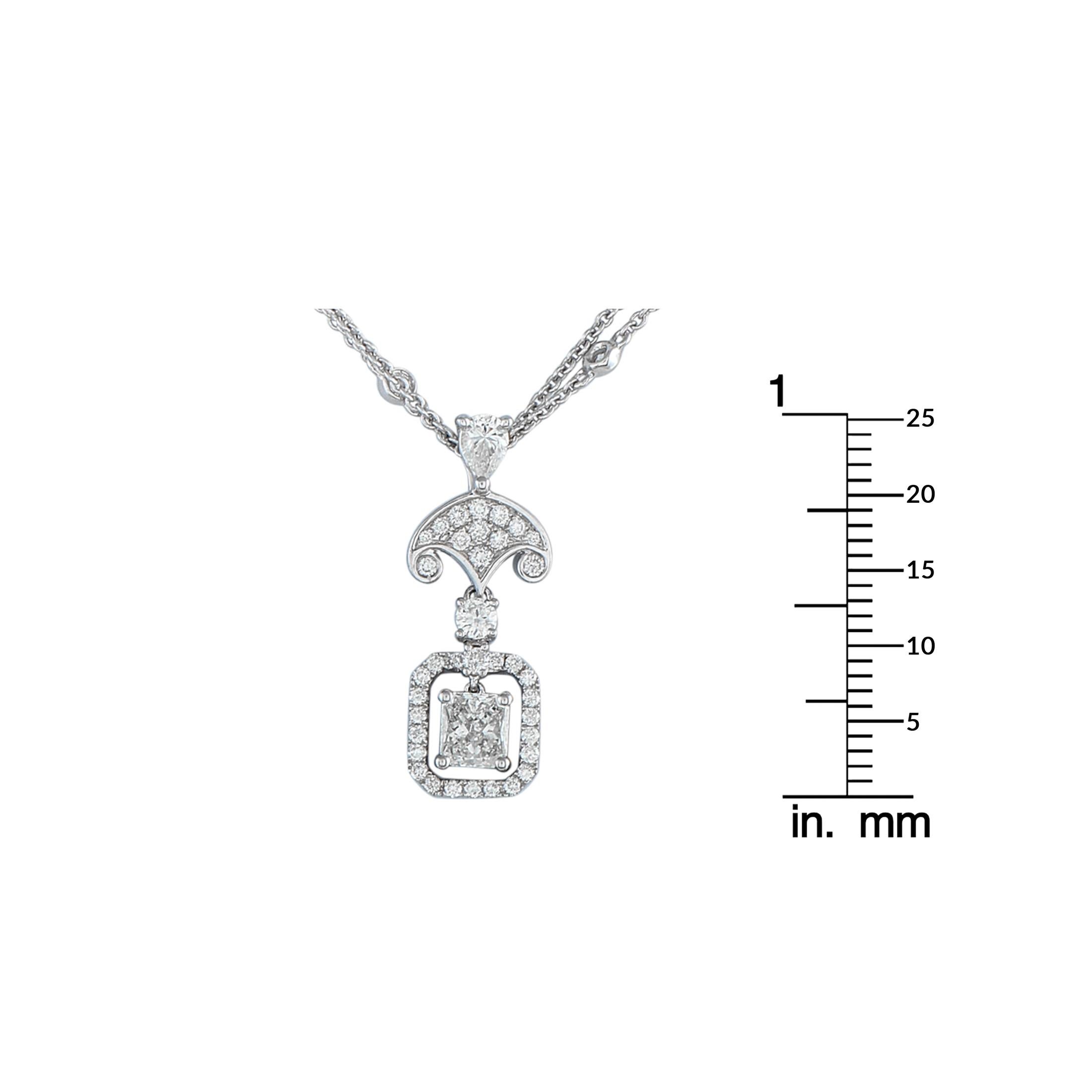 18K White Gold 1.65ct Diamond Necklace In Excellent Condition For Sale In Southampton, PA