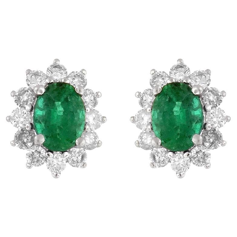18K White Gold 2.64cts Emerald and Diamond Earring. Style# TS8128E For ...