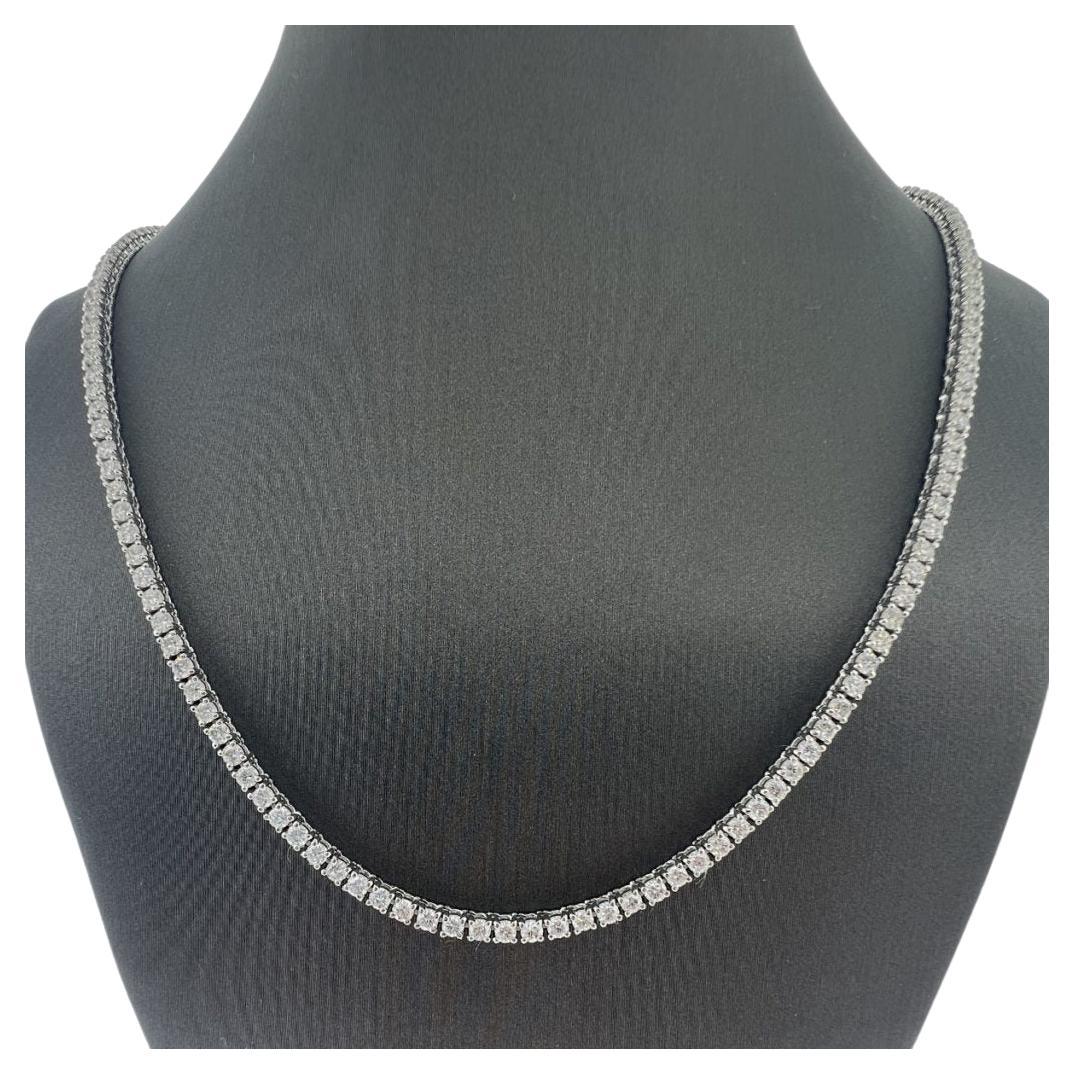 18k White Gold 16.79g 6.15 Carat Diamond Tennis Necklace