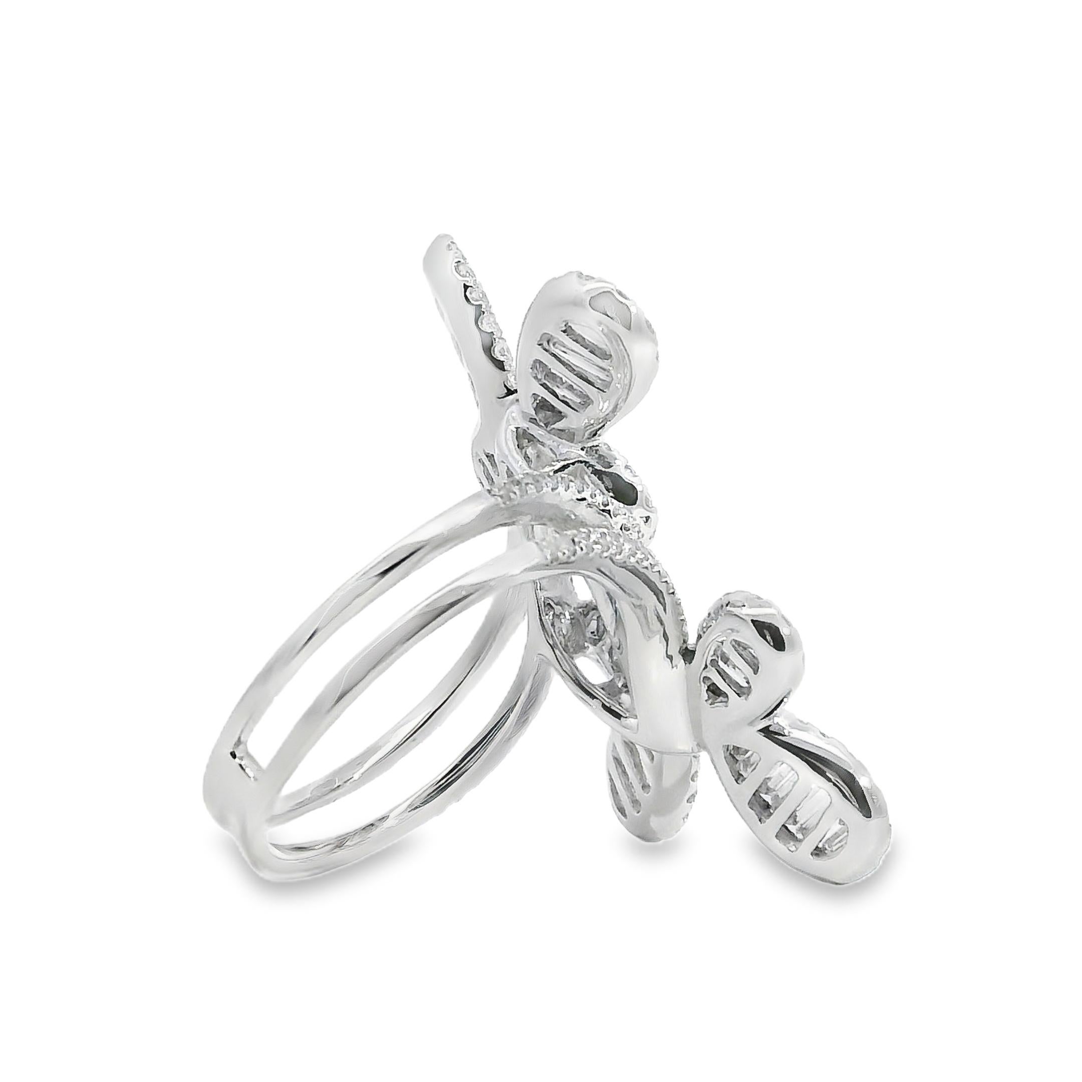 18k Weißgold 1,67ct natürlicher Diamant Doppelter Schmetterlingsring im Angebot 6