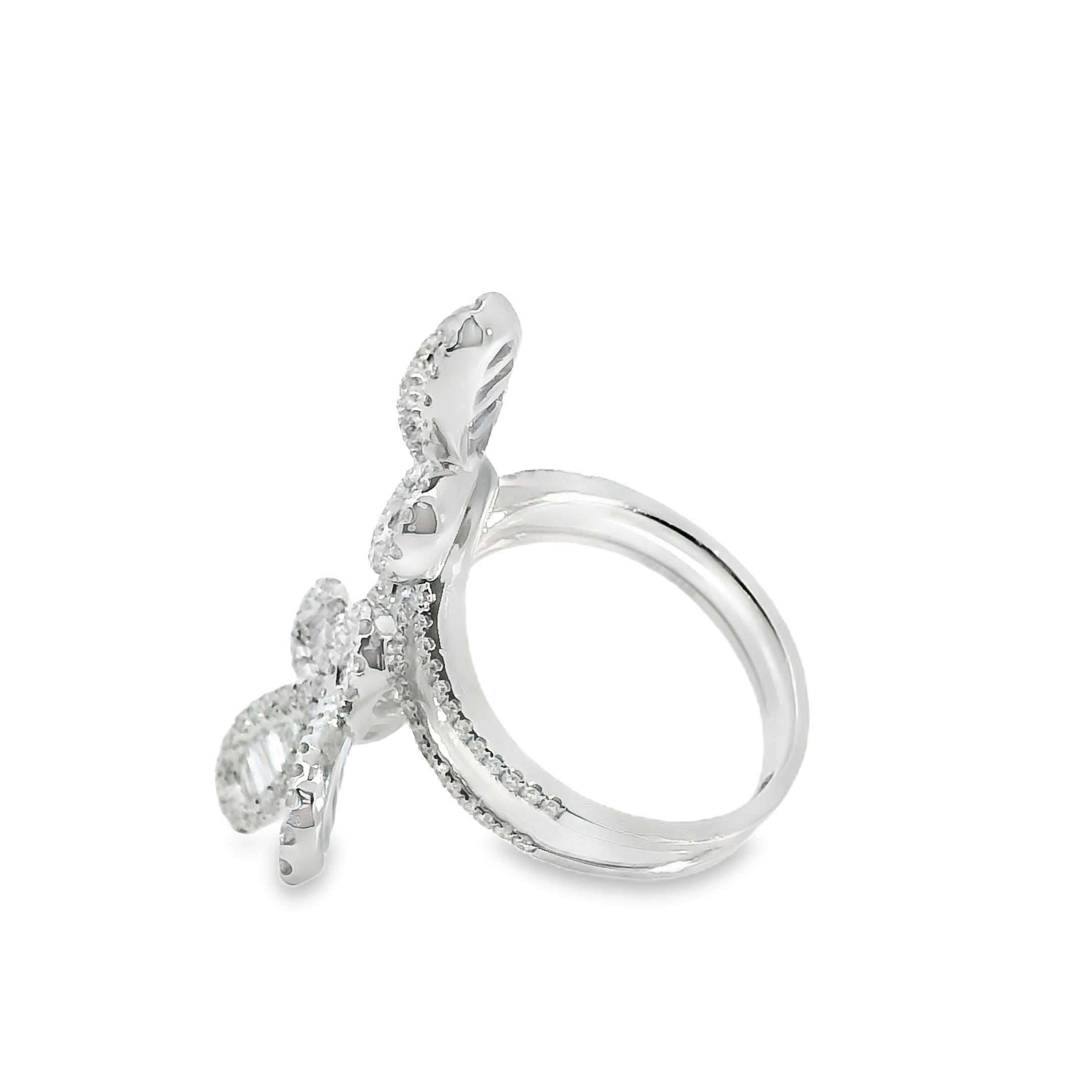 18k Weißgold 1,67ct natürlicher Diamant Doppelter Schmetterlingsring im Angebot 14