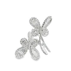 18k White Gold 1.67ct Natural Diamond Double Butterfly Ring